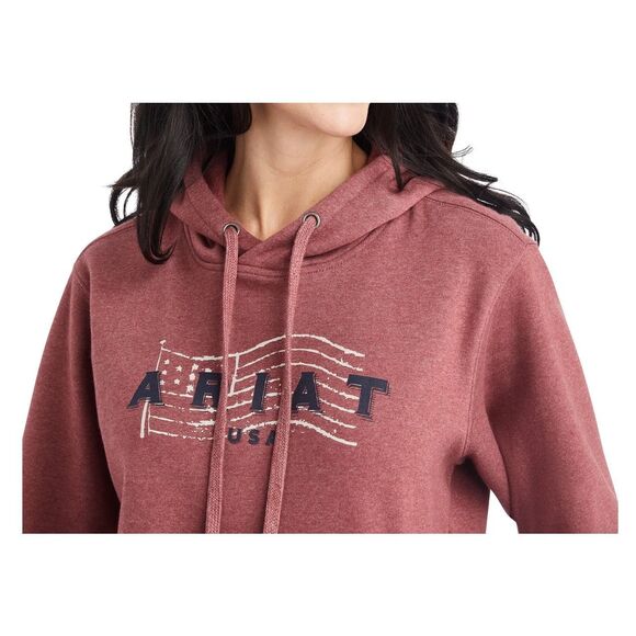 Ariat Ladies USA Sun-Dried Tomato Heather Hoodie large NEW - Picture 2 of 7